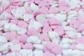 Soft focus pink and white heart candy pastel background.