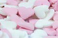 Soft focus pink and white heart candy pastel background.