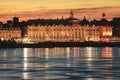 Place De La Bourse on river bank in Bordeaux, France. Royalty Free Stock Photo