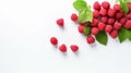 Soft Focus Raspberries On White Background With Larme Kei Style