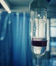 Soft focus of set intravenous drop with blue blurry background in hospital, health care concept.