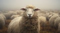 Soft-focus Sheep Photography: Capturing Emotion In Foggy Landscapes