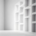 Soft focus shelves and Key cabinet locks. White wooden shelves bookcase. Abstract blurred empty college library interior space. Royalty Free Stock Photo