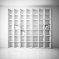 Soft focus shelves and Key cabinet locks. White wooden shelves bookcase. Abstract blurred empty college library interior space. Royalty Free Stock Photo