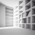 Soft focus shelves and Key cabinet locks. White wooden shelves bookcase. Abstract blurred empty college library interior space. Royalty Free Stock Photo