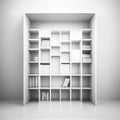 Soft focus shelves and Key cabinet locks. White wooden shelves bookcase. Abstract blurred empty college library interior space. Royalty Free Stock Photo