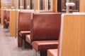 Soft focus shot of leather train seats Royalty Free Stock Photo
