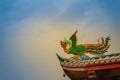 Soft focus view of Chinese phoenix statue on the roof in Chinese Royalty Free Stock Photo