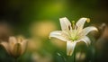 Soft focus wildflower bud, elegance in fragility, natural beauty generated by AI Royalty Free Stock Photo