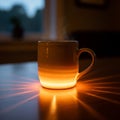 Soft-focus window indicates an indoor setting, with dim ambient lighting Royalty Free Stock Photo