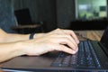 Soft focus of young man of freelancer working using laptop computer in home office, Communication technology and Business concept Royalty Free Stock Photo