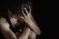 Soft  focus. young woman sad and fear stressful depressed emotional. stop abusing violence in women,person with health anxiety. Royalty Free Stock Photo