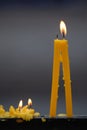 Soft focused of Candles light. Golden light of candle flame Royalty Free Stock Photo