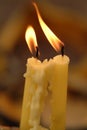 Soft focused of Candles light. Golden light of candle flame Royalty Free Stock Photo