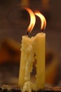 Soft focused of Candles light. Golden light of candle flame Royalty Free Stock Photo