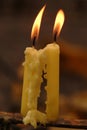 Soft focused of Candles light. Golden light of candle flame Royalty Free Stock Photo