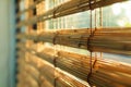 Soft focused close up of bamboo blind or curtain for subtle ambiance