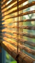 Soft focused close up of bamboo blind or curtain for subtle ambiance