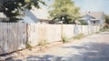 Soft-focused Realism: Captivating Watercolor Picture Of A White Fence Royalty Free Stock Photo