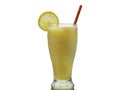 Soft frozen lemonade in a tall glass with a red straw. Royalty Free Stock Photo