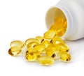 Soft gels pills with Omega-3 oil. Royalty Free Stock Photo