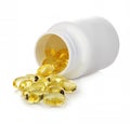 Soft gels pills with Omega-3 oil. Royalty Free Stock Photo