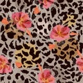 Soft and gentle blooming flower on animal skin leopard prints s