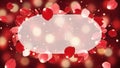 Soft Glowing Heart Shaped Light Surrounded by Floating Translucent Red Rose Petals on Dark Background Royalty Free Stock Photo