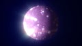 Soft glowing pink sphere with floating light particles and dreamy radiant reflections in a dark cosmic backdrop Royalty Free Stock Photo