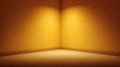 Soft glowing yellow corner in an empty room during evening light, creating a warm and inviting atmosphere Royalty Free Stock Photo