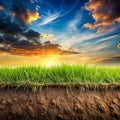 The Gradient Between Grass and Soil Creates a Beautiful Natural Background Royalty Free Stock Photo