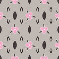 Soft Greige and Pink Florall Repeat Pattern Vector Print