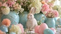 Soft-hued eggs, bunnies, and spring blooms create a whimsical Easter wonderland