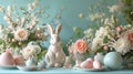 Soft-hued eggs, bunnies, and spring blooms create a whimsical Easter wonderland