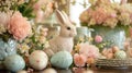 Soft-hued eggs, bunnies, and spring blooms create a whimsical Easter wonderland