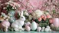 Soft-hued eggs, bunnies, and spring blooms create a whimsical Easter wonderland