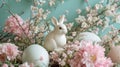 Soft-hued eggs, bunnies, and spring blooms create a whimsical Easter wonderland