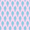 Soft Ice cream cones seamless vector background. Blue waffle cones pattern on pink backdrop. Summer pattern in pastel