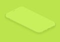 Soft isometric lemon green vector smartphone. 3d realistic empty screen phone template for inserting any UI interface