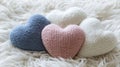Soft Knitted Hearts on Fluffy Surface Royalty Free Stock Photo