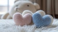 Soft Knitted Hearts on Fluffy Surface Royalty Free Stock Photo