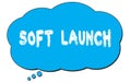 SOFT  LAUNCH text written on a blue thought bubble Royalty Free Stock Photo