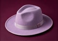 Soft Lavender Fedora Hat Mockup on Solid Dark Background Royalty Free Stock Photo