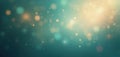 Soft light bokeh particles drift across a deep teal and gold gradient. Gentle glow effects create a dreamy, ethereal atmosphere Royalty Free Stock Photo