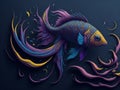 Soft light and the enigmatic colors of the mysterious colorful fish creates an atmosphere of wonder.