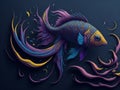 Soft light and the enigmatic colors of the mysterious colorful fish creates an atmosphere of wonder as if it holds the secrets of