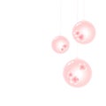 Soft light Pink Christmas tree balls isolated on White background. Vector EPS 10 cmyk