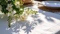 Soft Light and Shadow Patterns from Flowers on White Cloth Royalty Free Stock Photo