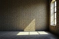 Soft light spills through window on cold brick wall, light, faint, stone Royalty Free Stock Photo