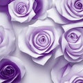 Soft lilac floral ai illustration with purple roses on white background - Generative AI art illustration